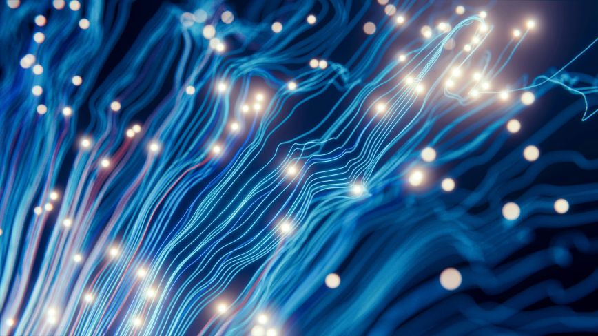 Blue wires depicting the concept of AI.