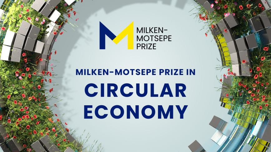 Milken-Motsepe Prize logo on circular background with greenery