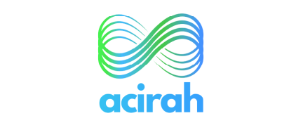 Acirah logo with infinity symbol in blue and green gradient colors