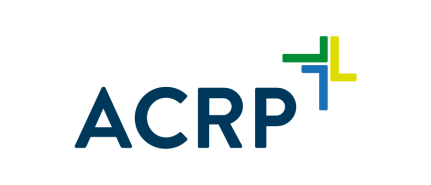 ACRP logo in navy blue with green and blue cross symbol