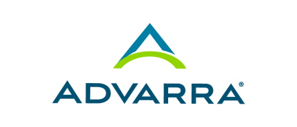 Advarra company logo with triangular symbol in blue and green