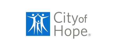 City of Hope logo with stylized human figure in blue square