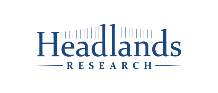 Headlands Research logo in blue serif and sans-serif typography