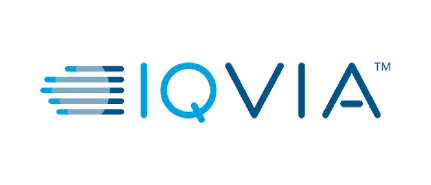 IQVIA company logo in blue with horizontal lines forming abstract symbol