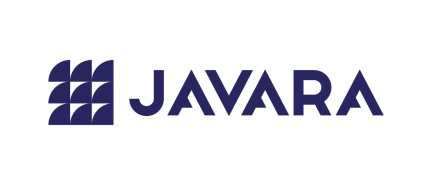 Javara logo in dark purple featuring a geometric grid pattern icon beside the company name