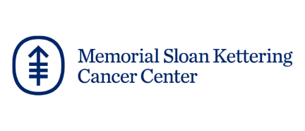 Memorial Sloan Kettering Cancer Center logo in blue with stylized medical symbol