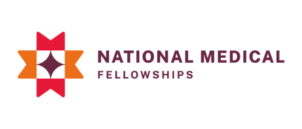 National Medical Fellowships logo with orange and red geometric star design