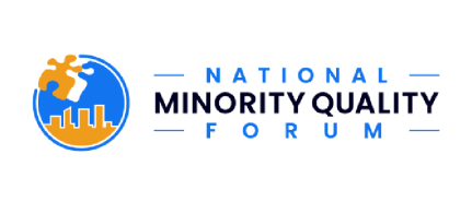 National Minority Quality Forum logo with a blue and orange globe icon