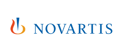 Novartis company logo with blue curved arc symbol