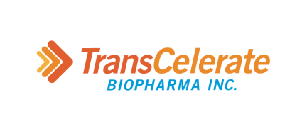 TransCelerate BioPharma Inc. logo with orange and teal text and geometric arrows